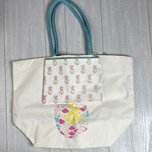 New X Large tote with zipper pouch , pineapple,